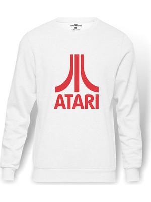 Tshirthane Assassin's Creed Baskılı Beyaz Erkek Örme Sweatshirt Uzun kol