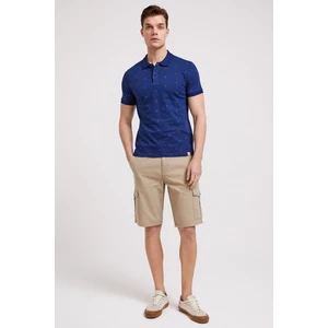 Lee Cooper 242070 İndigo Çapa Desenli Erkek Polo T-Shirt