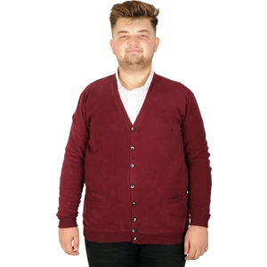 Büyük Beden Erkek Hırka Selanik Düğmeli 20548 Bordo