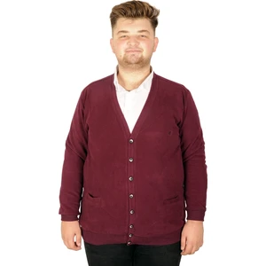 Büyük Beden Erkek Hırka Selanik Düğmeli 20548 Mürdüm