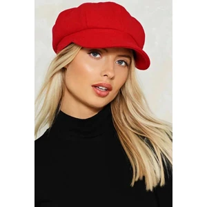 Kırmızı Bayan Şapka Kadın Kasket Yün Flat Cap