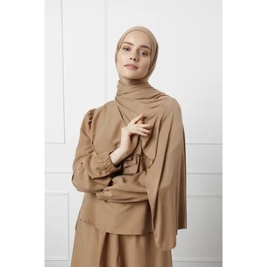 Likralı Penye Viskon Şal 70x180cm - Kahve