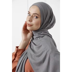 Likralı Penye Viskon Şal 70x180cm - Füme