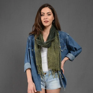 Kadın Nefti Yeşil Denim Taşlama Fular