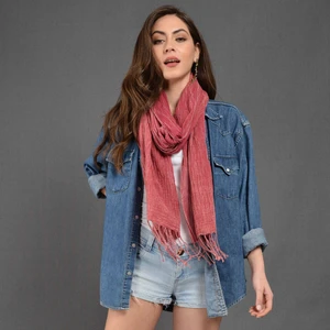 Kadın Fuşya Denim Taşlama Fular