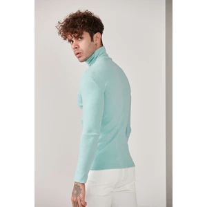 Erkek Mavi Lycra Boğazlı Kazak