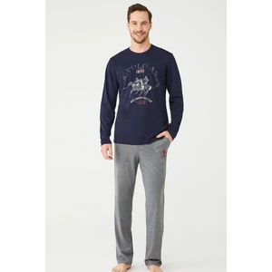 U.S. Polo Assn. Erkek Lacivert Yuvarlak Yaka Pijama Takımı L