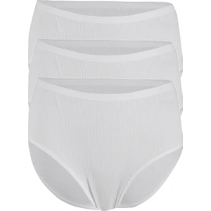 Kadın 3'lü Paket Ribana Çizgili Yüksek Bel Bato Külot