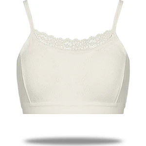 FSM1453 Kız Çocuk Pamuklu Ip Askılı Likralı Süngerli Dantelli Yarım Atlet