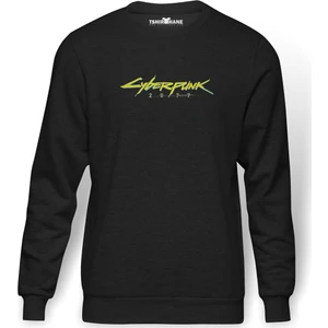 Cyberpunk 2077 Logo Baskılı Erkek Örme Sweatshirt Uzun Kol