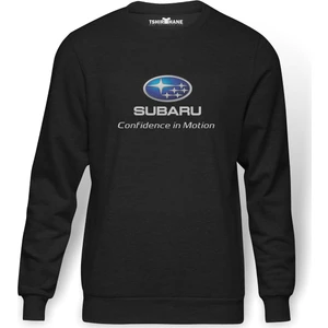 Araba Subaru Logo Baskılı Erkek Örme Sweatshirt Uzun Kol