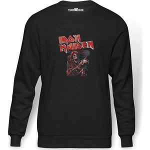İron Maiden Ed Force One Canavar Yolda Baskılı Erkek Örme Sweatshirt Uzun Kol
