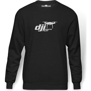 Dji Phantom Pilot Drone Vinyl Decal Baskılı Erkek Örme Sweatshirt Uzun Kol