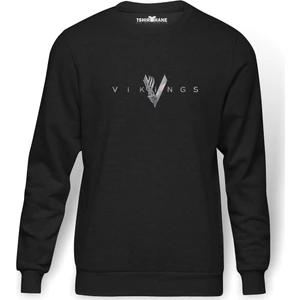 Vikings Baskılı Erkek Örme Sweatshirt Uzun Kol