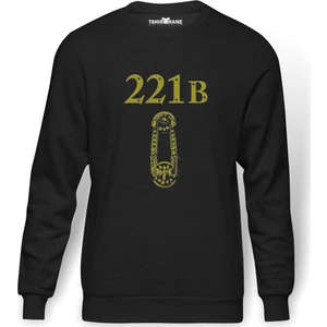Sherlock Holmes Baskılı Erkek Örme Sweatshirt Uzun Kol