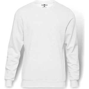 Basic Beyaz Erkek Örme Sweatshirt Uzun kol