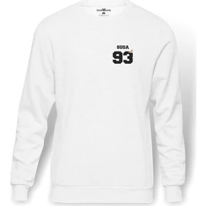 BTS Suga 93 Baskılı Beyaz Erkek Örme Sweatshirt Uzun kol