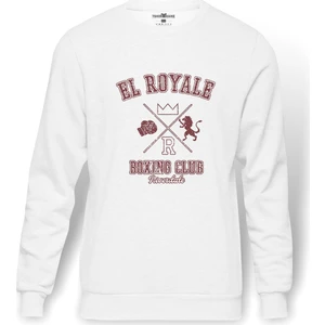 Riverdale El Royale Boxing Eskitme Baskılı Beyaz Erkek Örme Sweatshirt Uzun kol