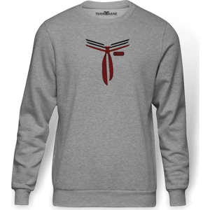 Stranger Things Scoops Ahoy Men Uniform Baskılı Gri Melanj Erkek Örme Sweatshirt Uzun kol