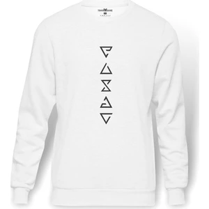 The Witcher Signs Dikey Baskılı Beyaz Erkek Örme Sweatshirt Uzun kol