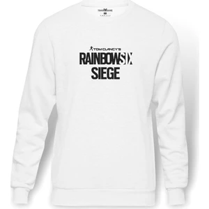 Rainbowsix Baskılı Beyaz Erkek Örme Sweatshirt Uzun kol