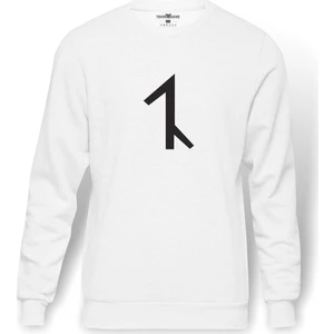 Türk Boyları Avşar Baskılı Beyaz Erkek Örme Sweatshirt Uzun kol