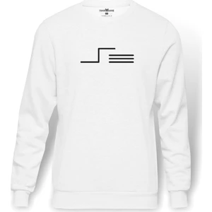 Türk Boyları Oguz Boylari Yuregir Tamga Baskılı Beyaz Erkek Örme Sweatshirt Uzun kol