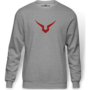 Code Geass Baskılı Gri Melanj Erkek Örme Sweatshirt Uzun kol