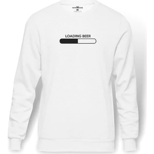 İstanbul Baskılı Beyaz Erkek Örme Sweatshirt Uzun kol