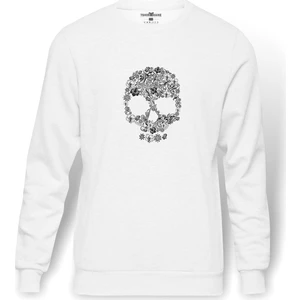 Js Baskılı Beyaz Erkek Örme Sweatshirt Uzun kol