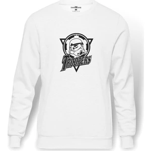 STOP FOLLOWING ME Baskılı Beyaz Erkek Örme Sweatshirt Uzun kol