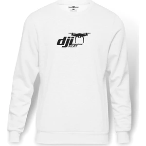 Dji Phantom Pilot Drone Vinyl Decal Baskılı Beyaz Erkek Örme Sweatshirt Uzun kol