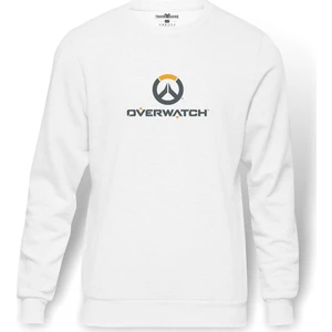 Icons Transparent Emblem Overwatch 2 Baskılı Beyaz Erkek Örme Sweatshirt Uzun kol
