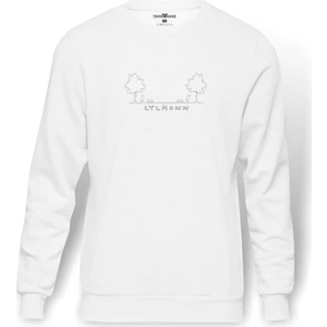 LEYLA MECNUN HOOP Baskılı Beyaz Erkek Örme Sweatshirt Uzun kol
