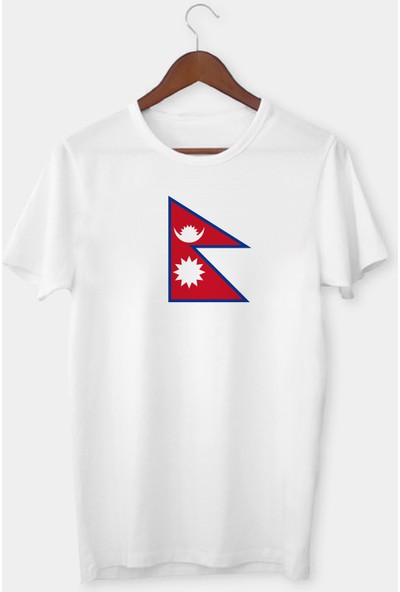 Anı Diyarım Nepal Bayrağı Baskılı Tişört