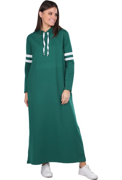 Markapia Woman Kapüşonlu Basic Uzun Sweat Elbise