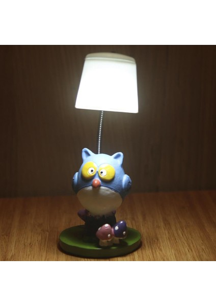 Meraklı Baykuş Yastık Ahşap Kutulu Kupa Mavi Baykuş Beyaz Lamba Işıklı Biblo Set fırsatları