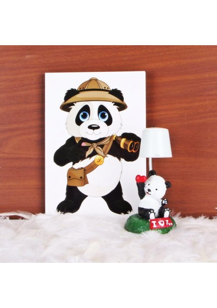 Panda Tasarımlı Günlük Hatıra Defteri Panda Işıklı Biblo Masa Gece Lambası Hediye Seti
