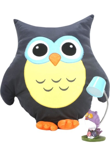 Meraklı Baykuş Yastık Mor Baykuş Masa Lambası Hediye Seti