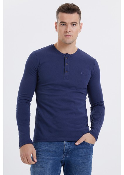 Grandad Erkek O Yaka Patlı Sweatshirt