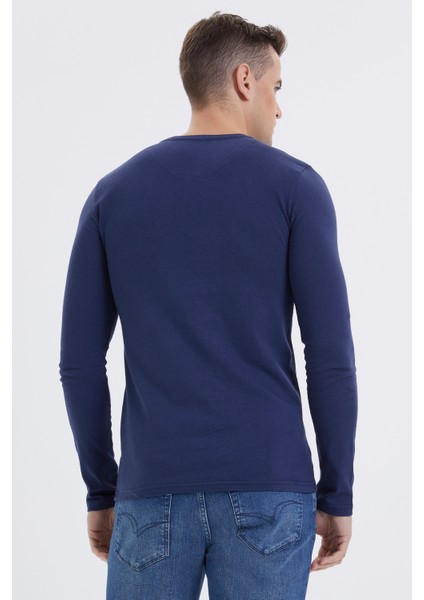 Grandad Erkek O Yaka Patlı Sweatshirt
