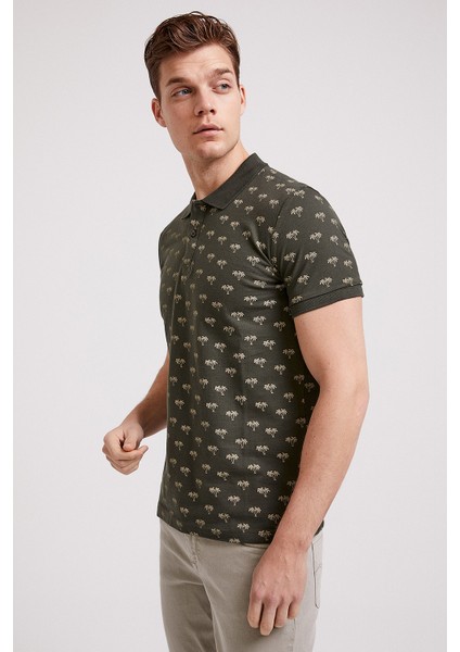 Lee Cooper Tree Erkek Baskılı Pike Polo Yaka T-Shirt