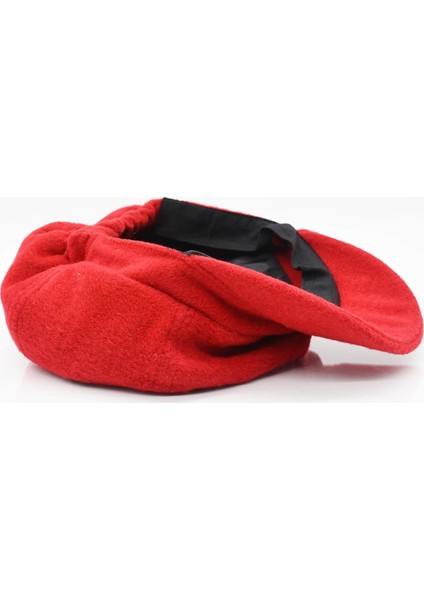 Kırmızı Bayan Şapka Kadın Kasket Yün Flat Cap