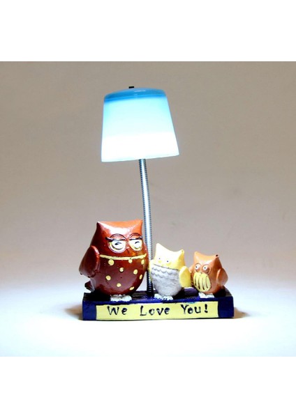Sevgili Baykuş Ailesi Masa Gece Lambası Işıklı Biblo Baykuş Kutulu Kupa Üçlü Defter Hediye Seti fiyatları