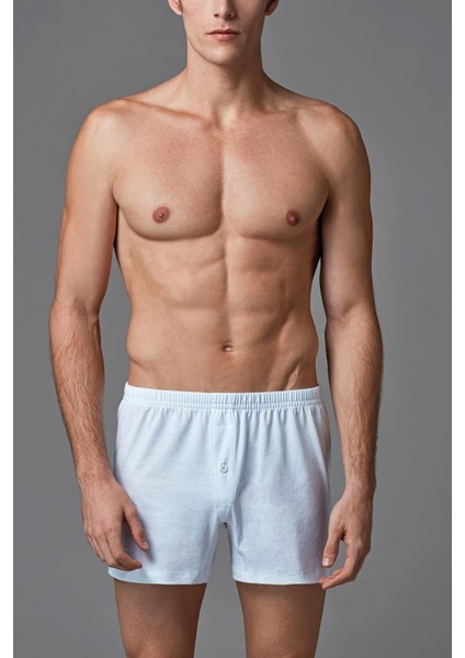 %100 Pamuk Erkek Beyaz 2'li Boxer 033