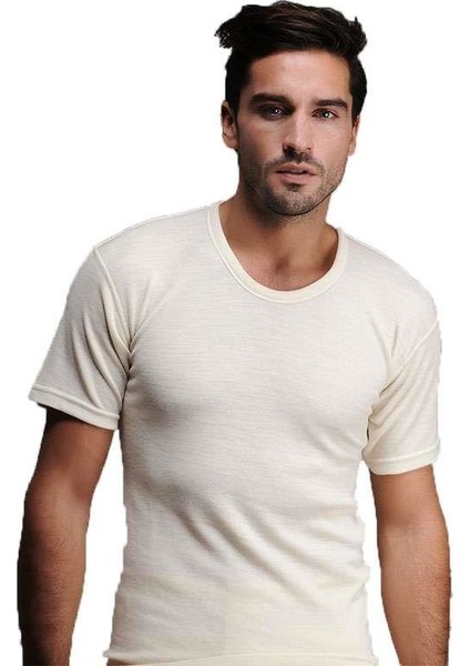 Erkek Büyük Beden 2xl Kısa Kollu Yün Termal Fanila Woolmark Sertifikalı Ekoteks Belgeli