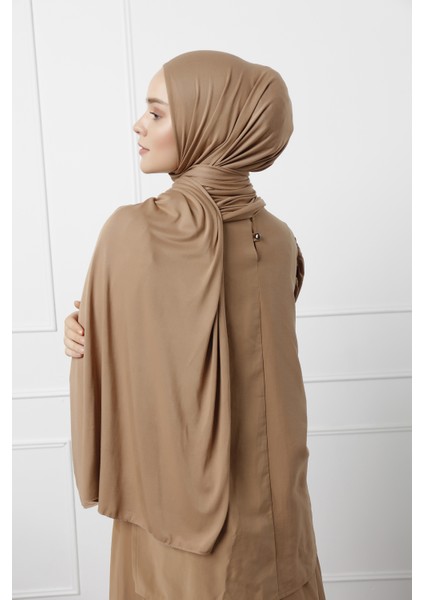 Likralı Penye Viskon Şal 70x180cm - Kahve