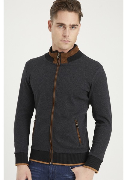 1021 Erkek Sweatshirt Balıksırtı Antrasit