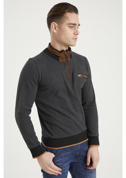 1039 Erkek Sweatshirt Desenli Antrasit modelleri
