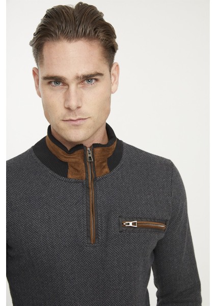 1039 Erkek Sweatshirt Desenli Antrasit indirimleri